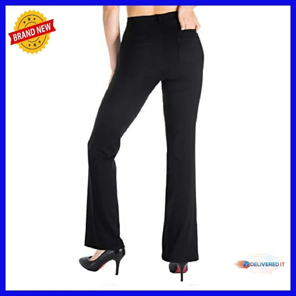 Women's Flare Yoga Dress Pants with Belt Loops Moisture-Wicking Fabric